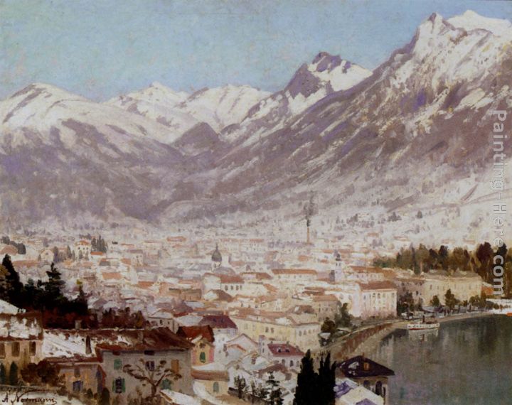 A View Of Como painting - Adelsteen Normann A View Of Como art painting